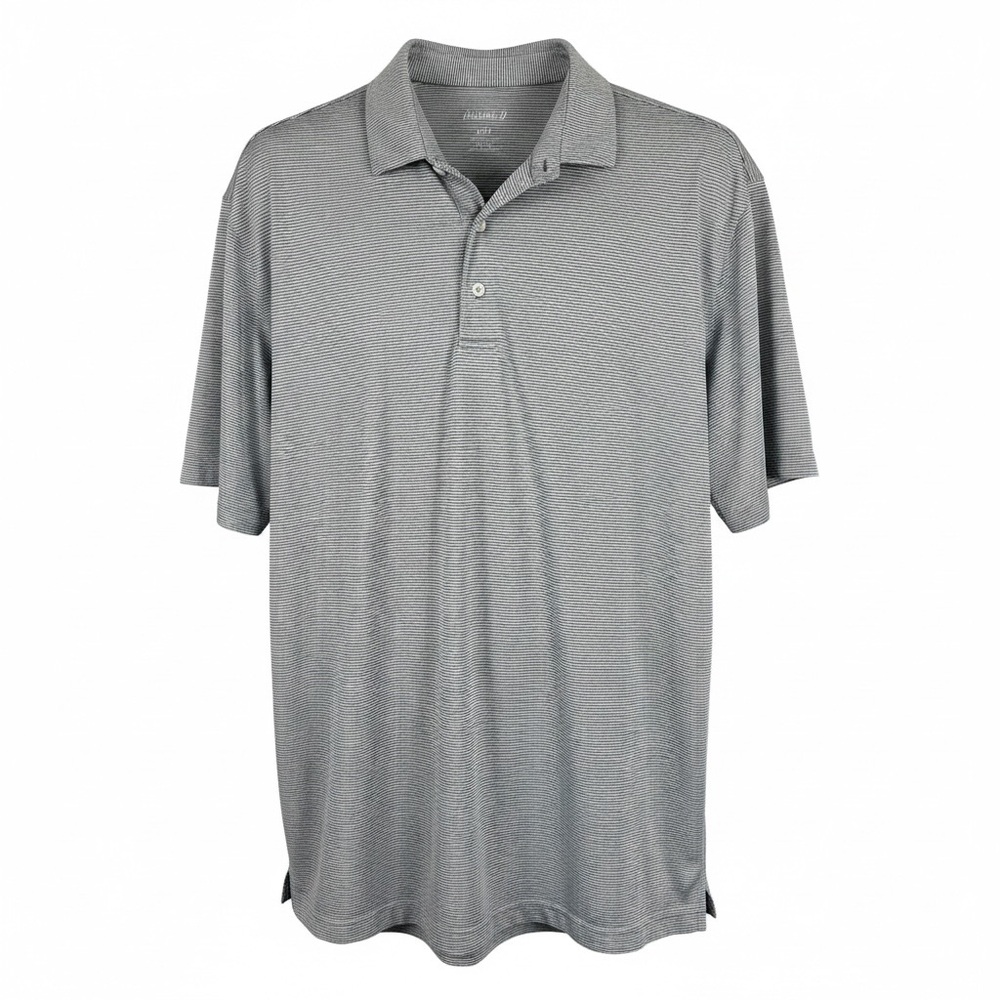 Johnnie-O Polo Shirt Men’s XXL Gray Striped Performance Short Sleeve